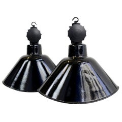 German Elliptical Pendant Lights by LBL, circa 1940s
