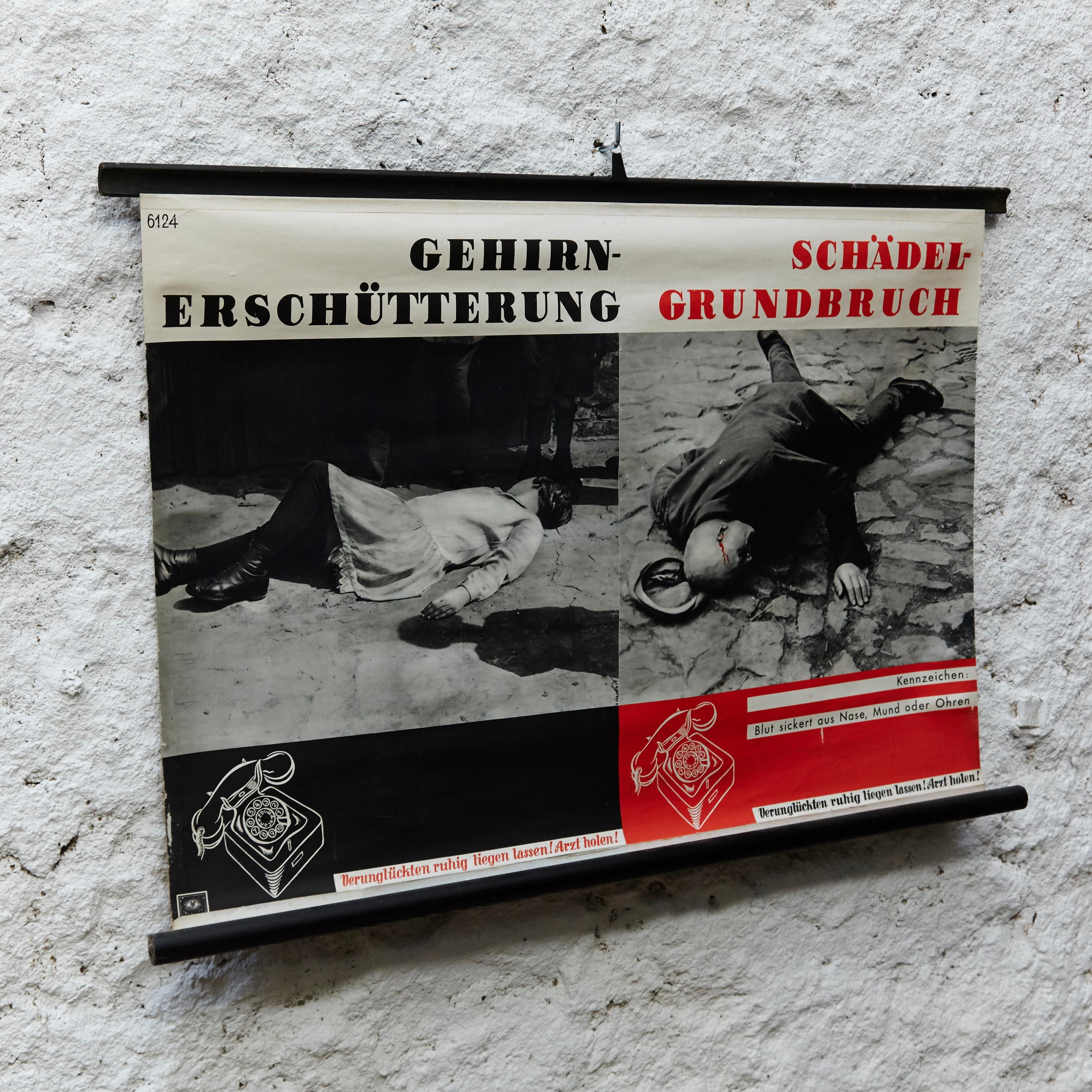 Mid-Century Modern German Emergencies Poster, circa 1960