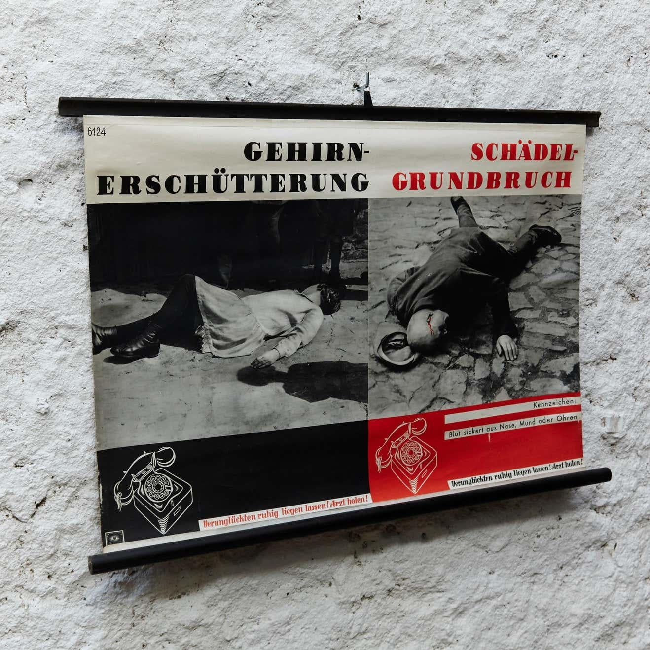 Mid-Century Modern German Emergencies Poster, circa 1960 For Sale