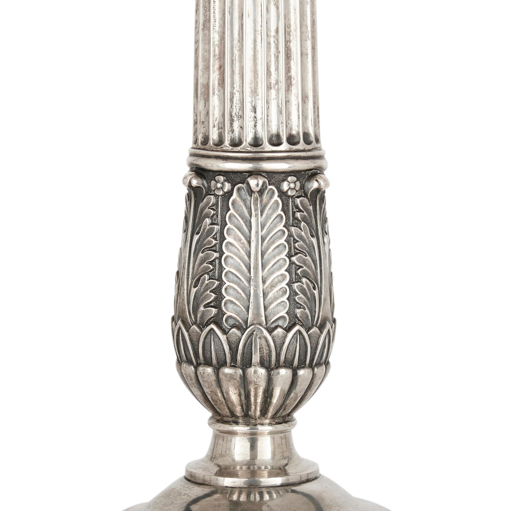 German Empire Period Seven-Piece Silver Candelabra Set For Sale 8