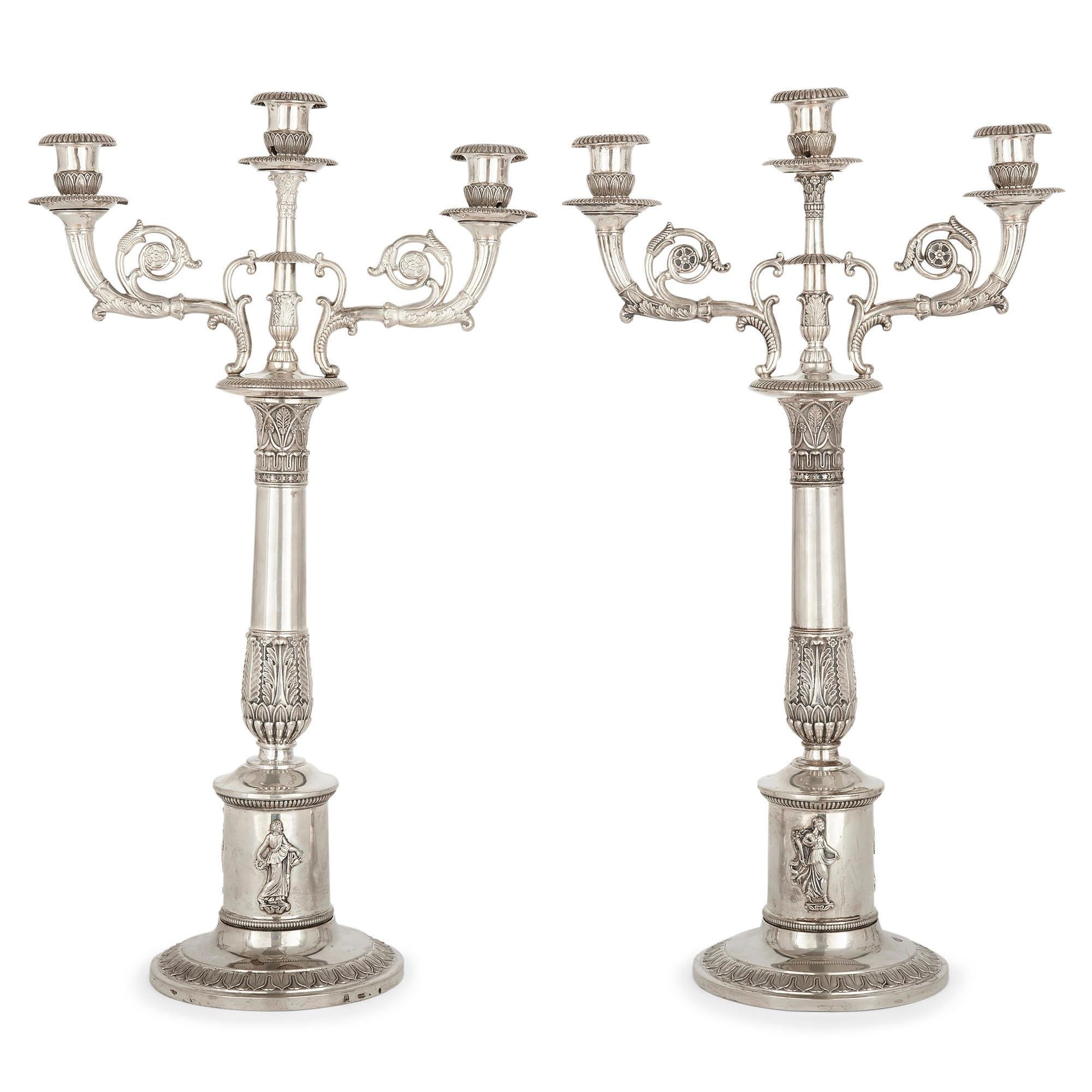 German Empire Period Seven-Piece Silver Candelabra Set For Sale 11