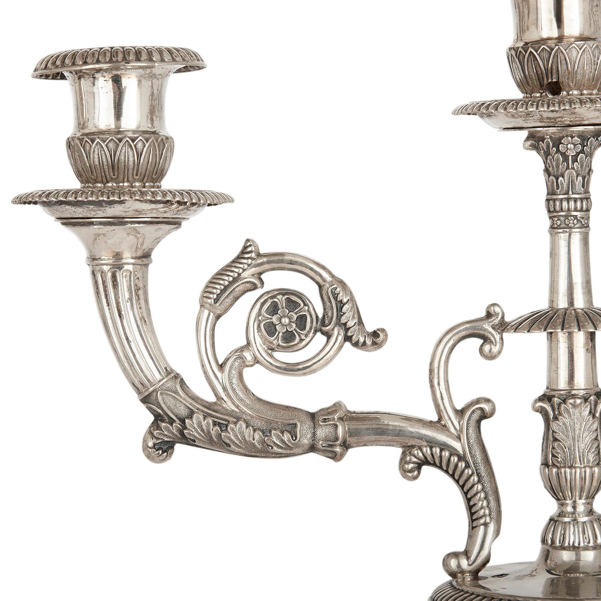 German Empire Period Seven-Piece Silver Candelabra Set For Sale 13