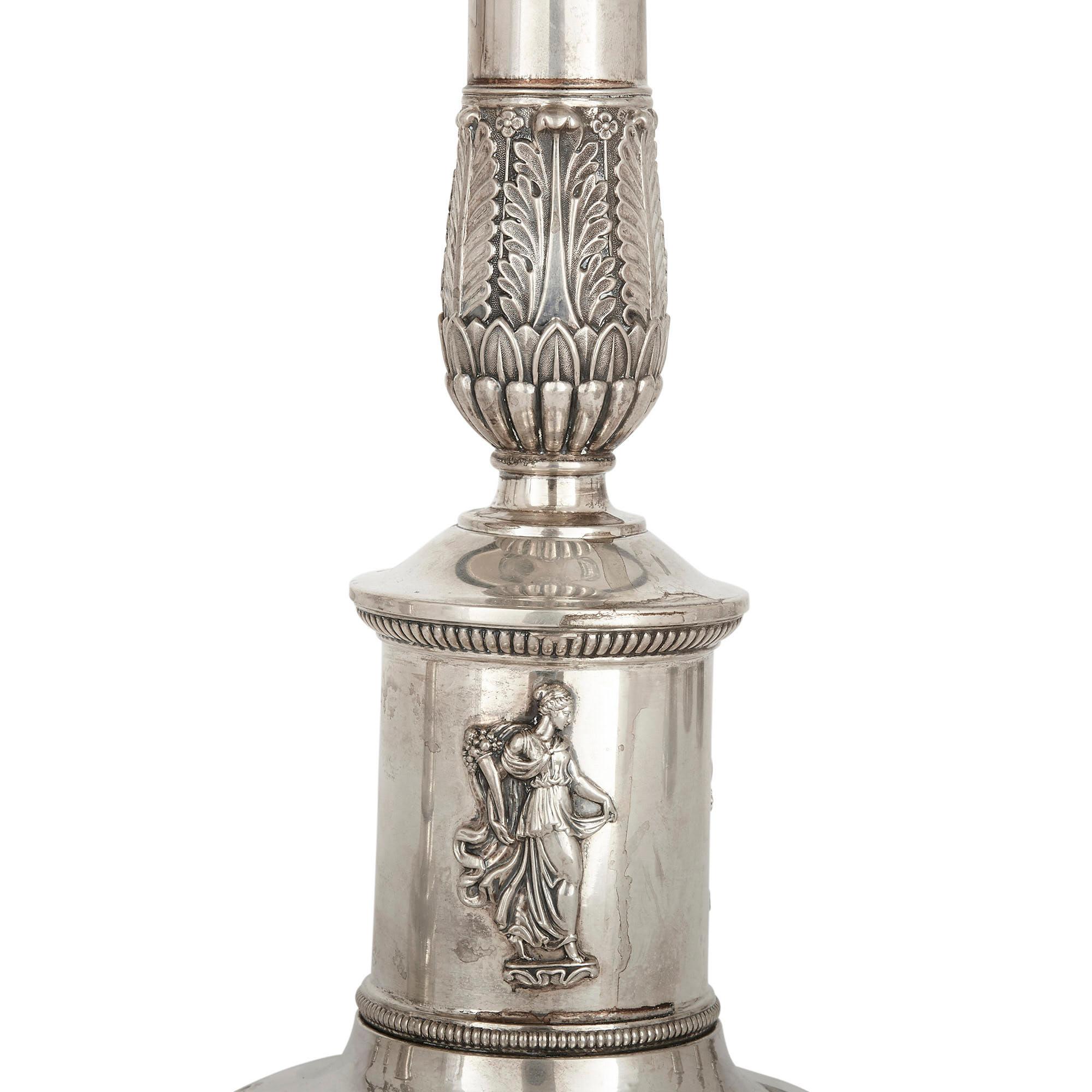 German Empire Period Seven-Piece Silver Candelabra Set For Sale 14