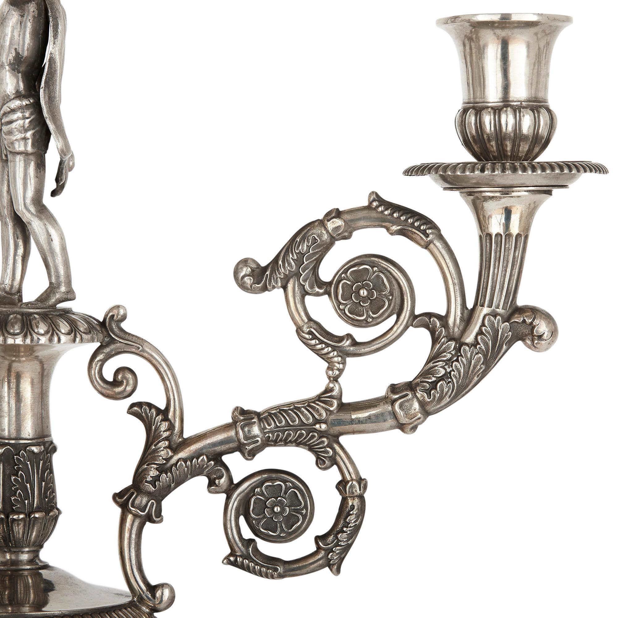 German Empire Period Seven-Piece Silver Candelabra Set For Sale 1