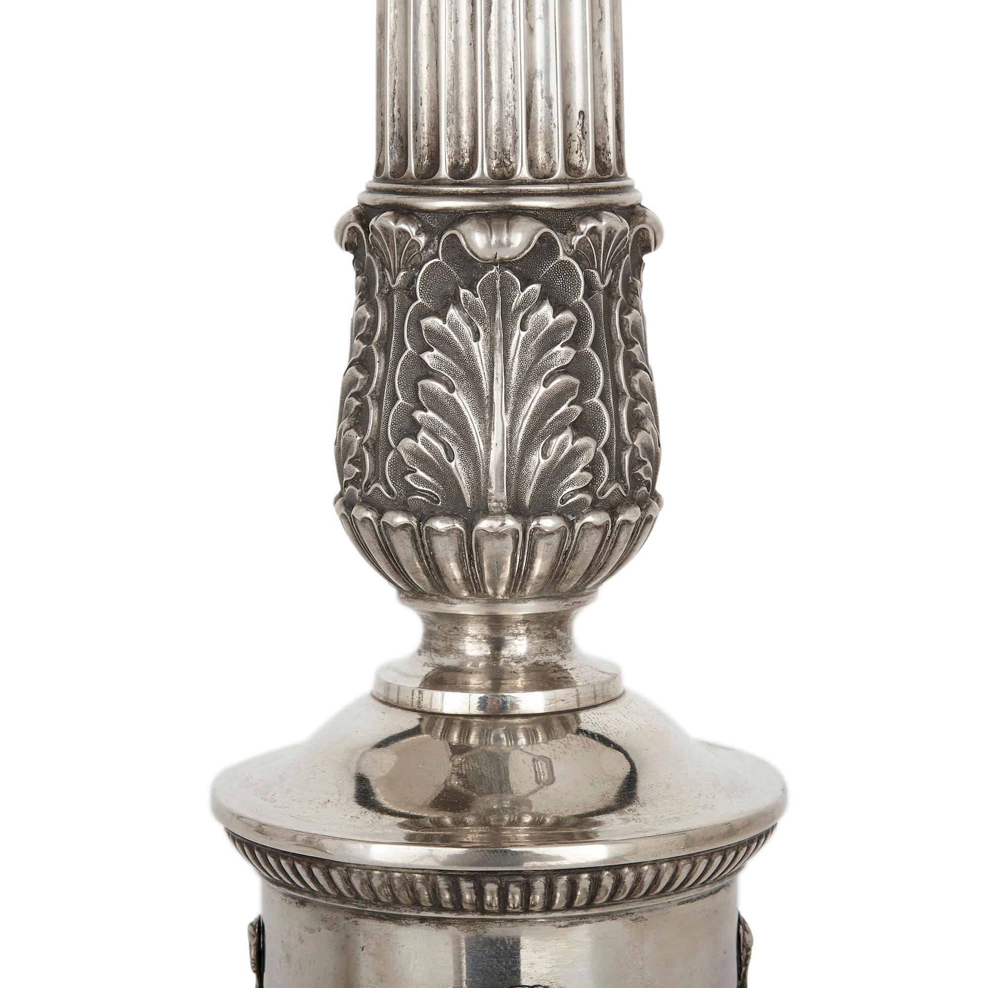 German Empire Period Seven-Piece Silver Candelabra Set For Sale 2