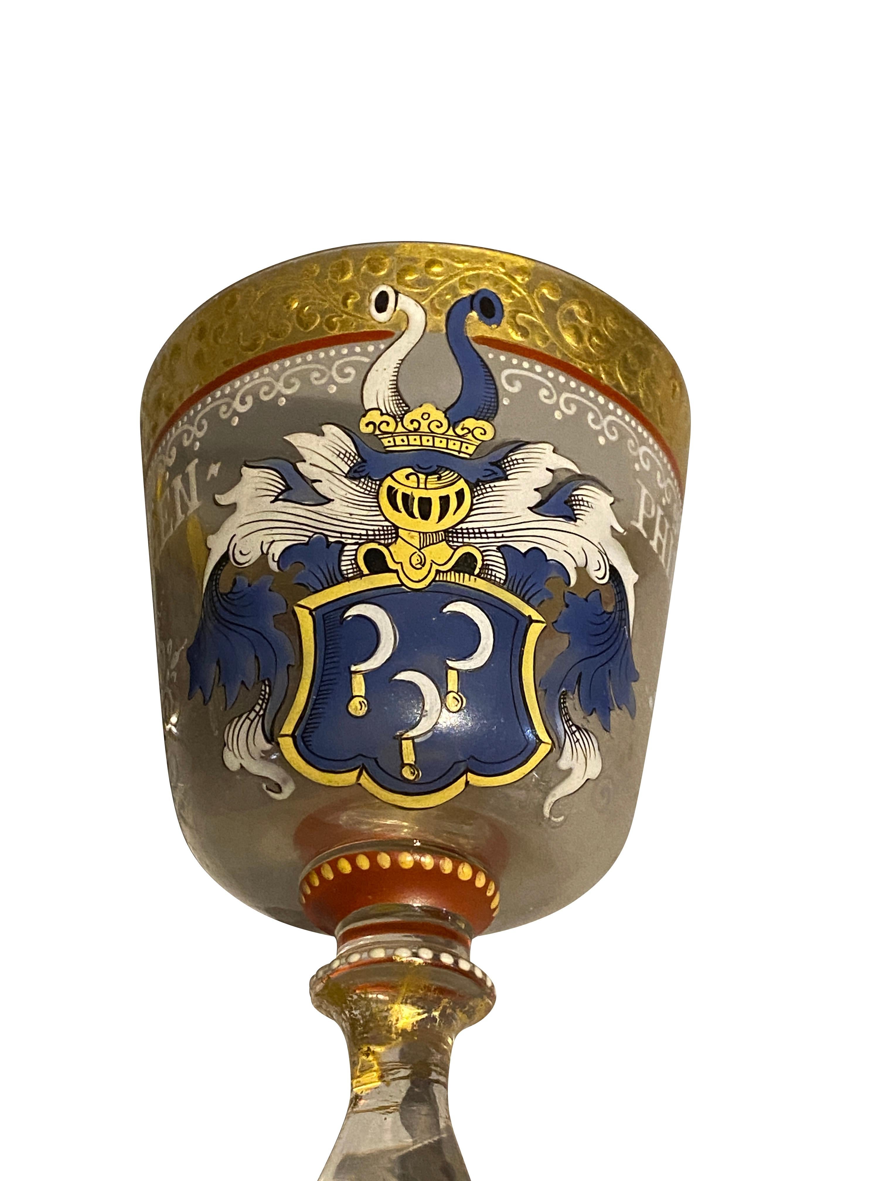 Mid-19th Century German Enameled Glass Goblet