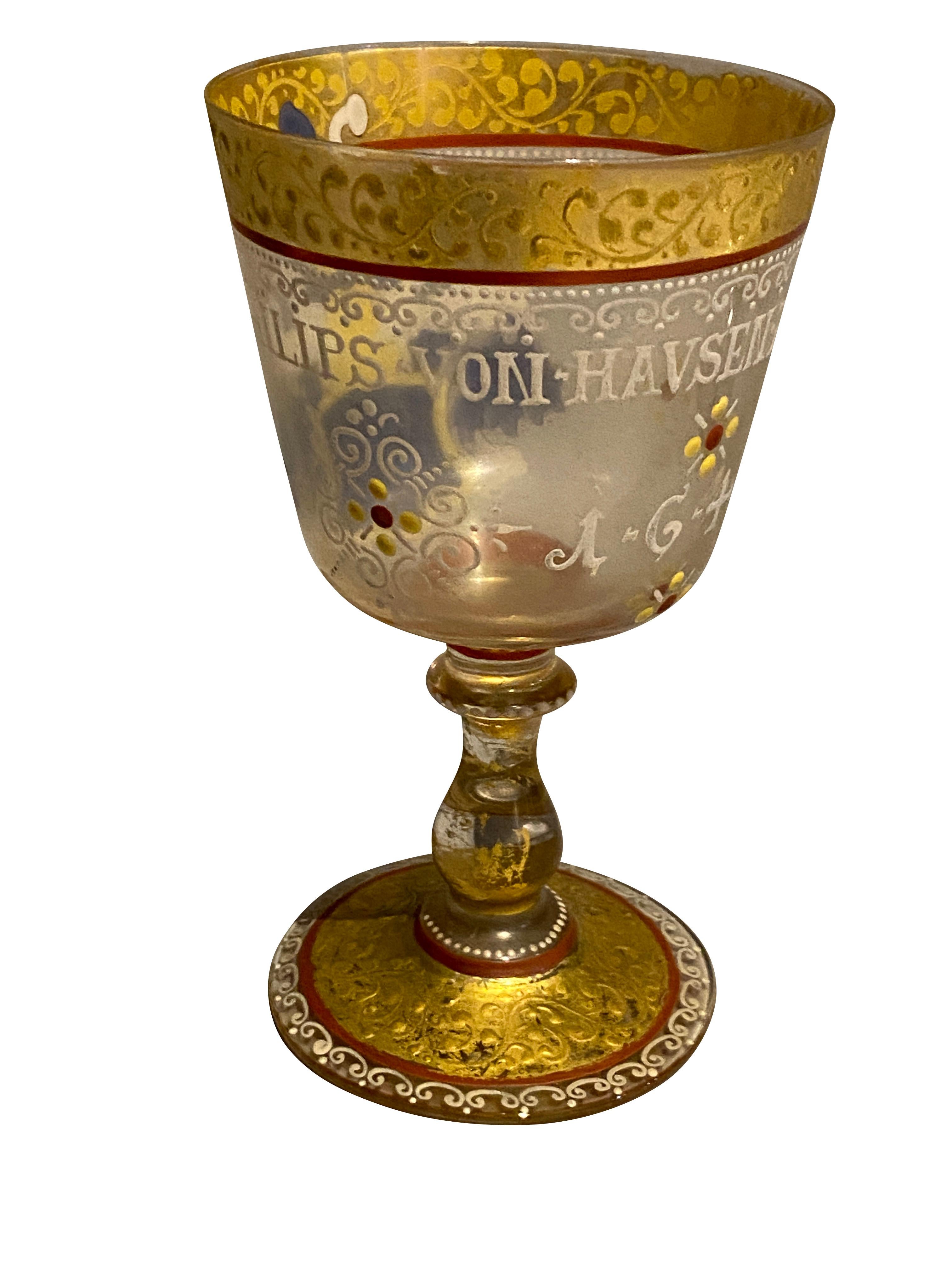 German Enameled Glass Goblet 2