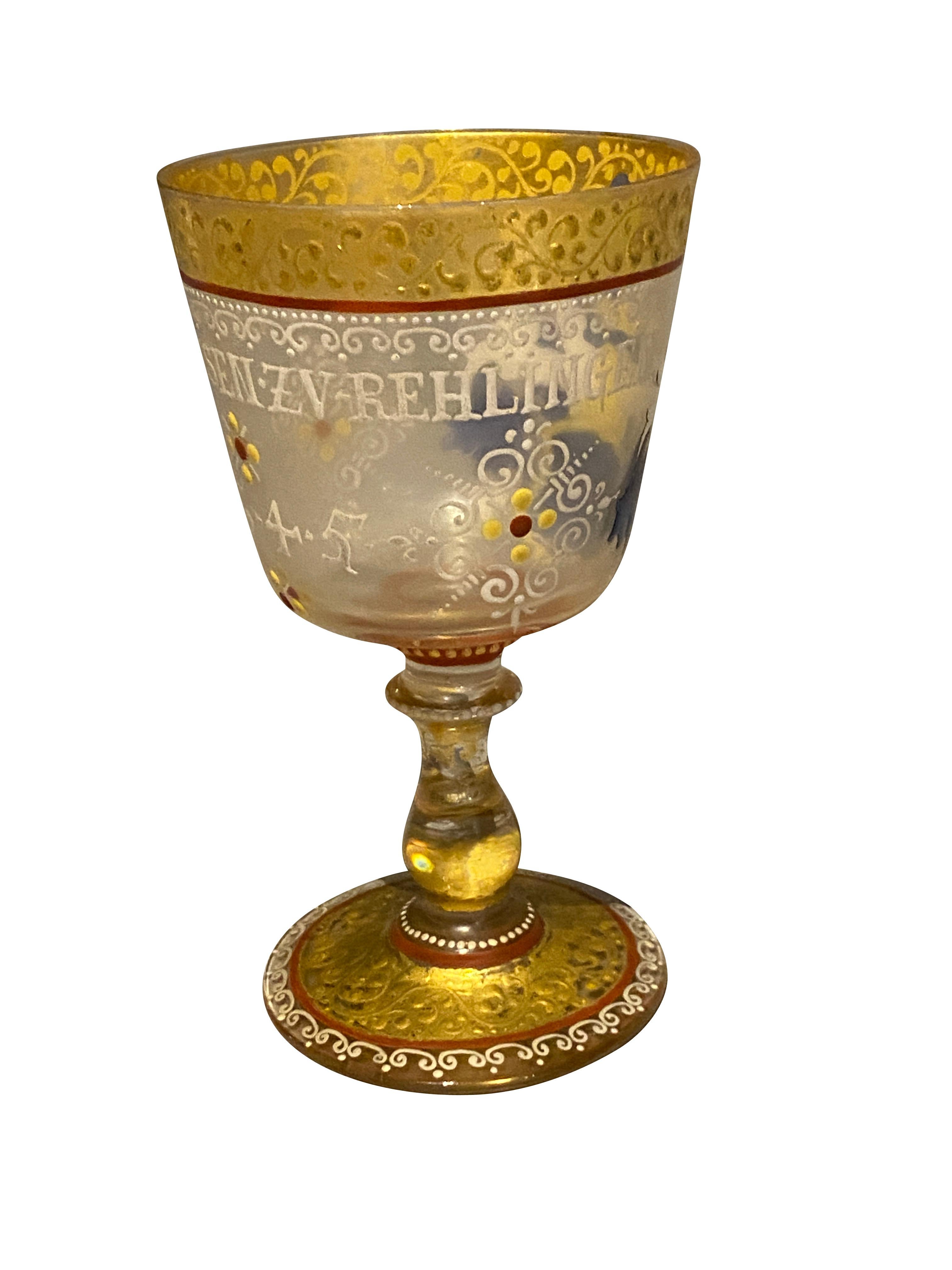 German Enameled Glass Goblet 3