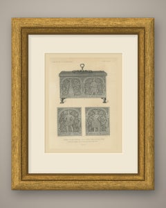 German Engraved Iron Casket, Musée de Cluny, Antique Print, 1851