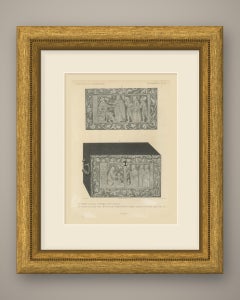 German Engraved Iron Casket, Two Faces, Musée de Cluny, Antique Print, 1851