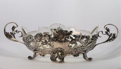 German Export Post War Silver and Leaded Glass Fruit Bowl