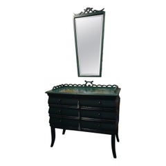German Expressionist Rococo Chest of Drawers and Mirror