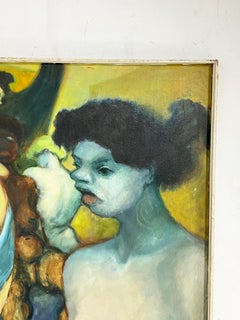 German Expressionist Style Painting of Nudes, Signed Perry, Circa 1960s