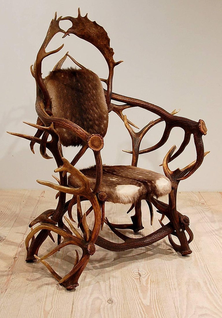 German Fantastical 19th Century Antler Trophy Chair Circa 1800