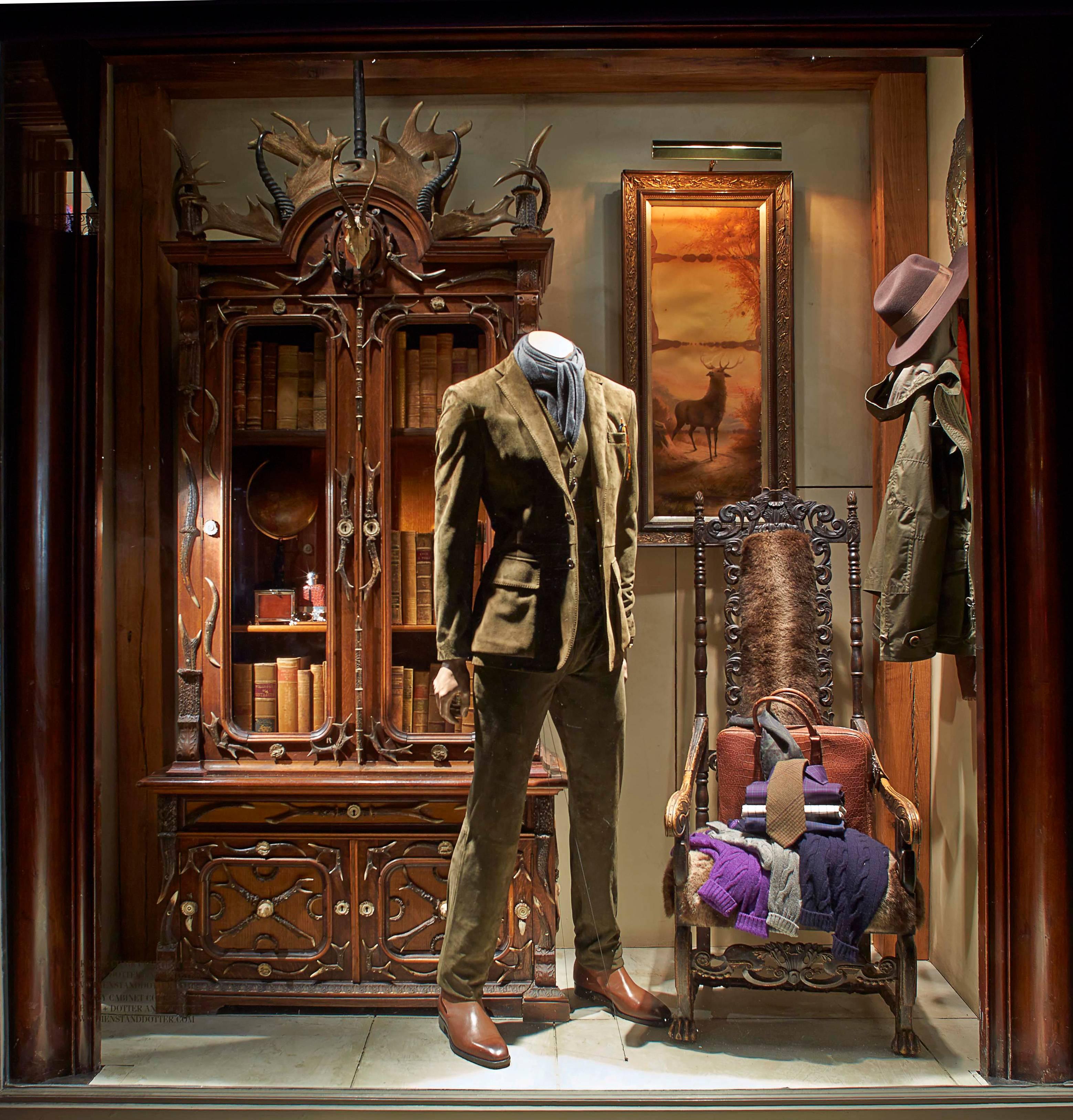 German fantasy historic revival hunting trophy cabinet, origin: Germany, circa 1870.

This cabinet was featured in the Ralph Lauren Madison Avenue Fall Fashion Week Windows. See included photograph.

This extraordinary cabinet was most likely made