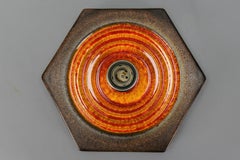 German Fat Lava Orange and Brown Ceramic Flush Mount or Sconce, 1970s