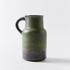 German Fat Lava Vase in Dry Green Tones, West Germany, 1960s