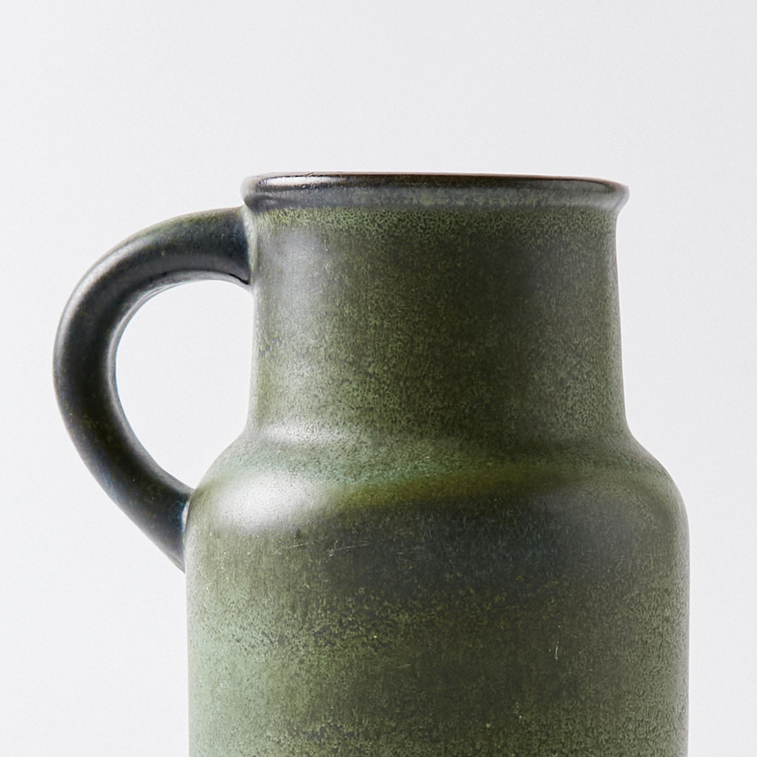 Mid-Century Modern German Fat Lava Vase in Dry Green Tones, West Germany, 1960s For Sale