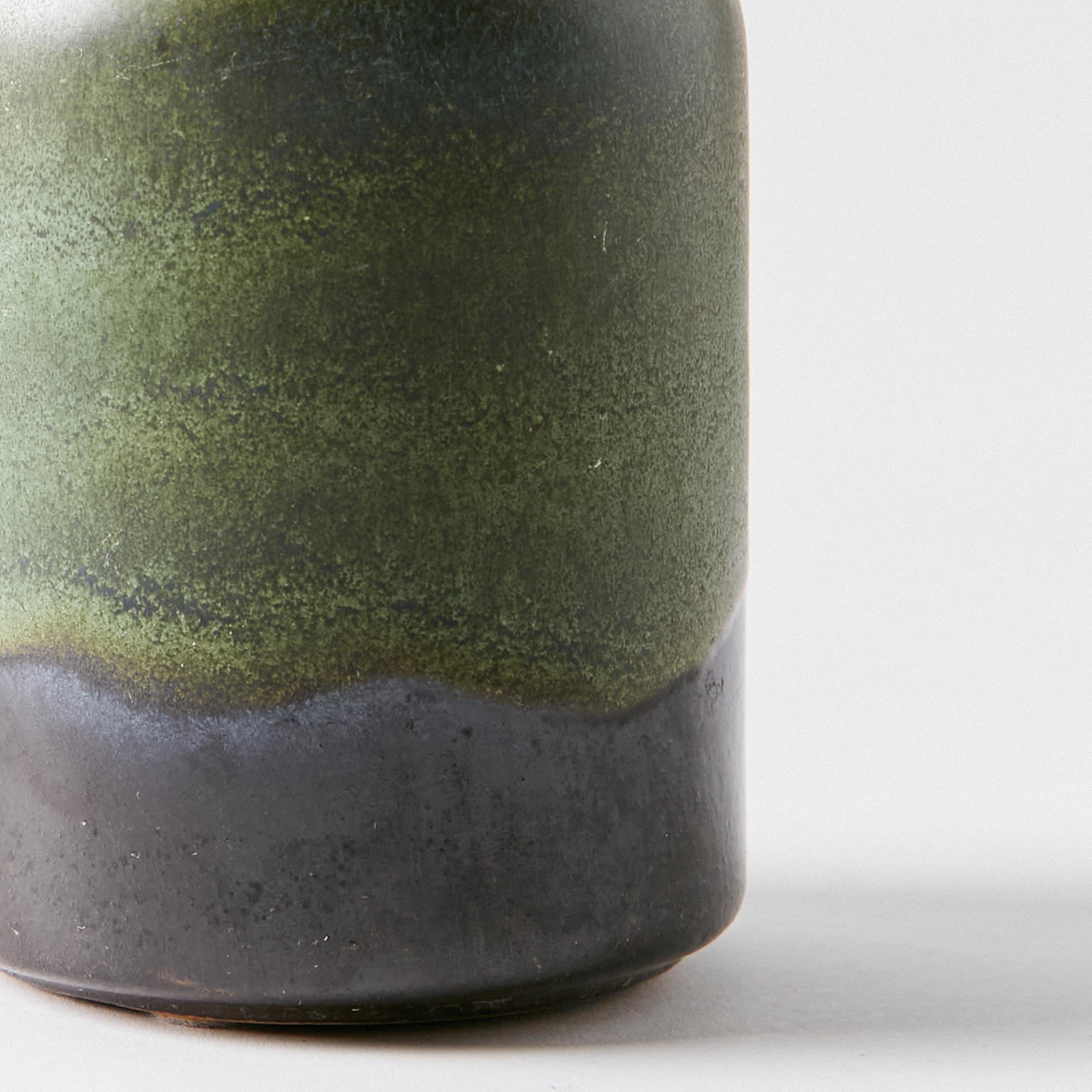 Glazed German Fat Lava Vase in Dry Green Tones, West Germany, 1960s For Sale