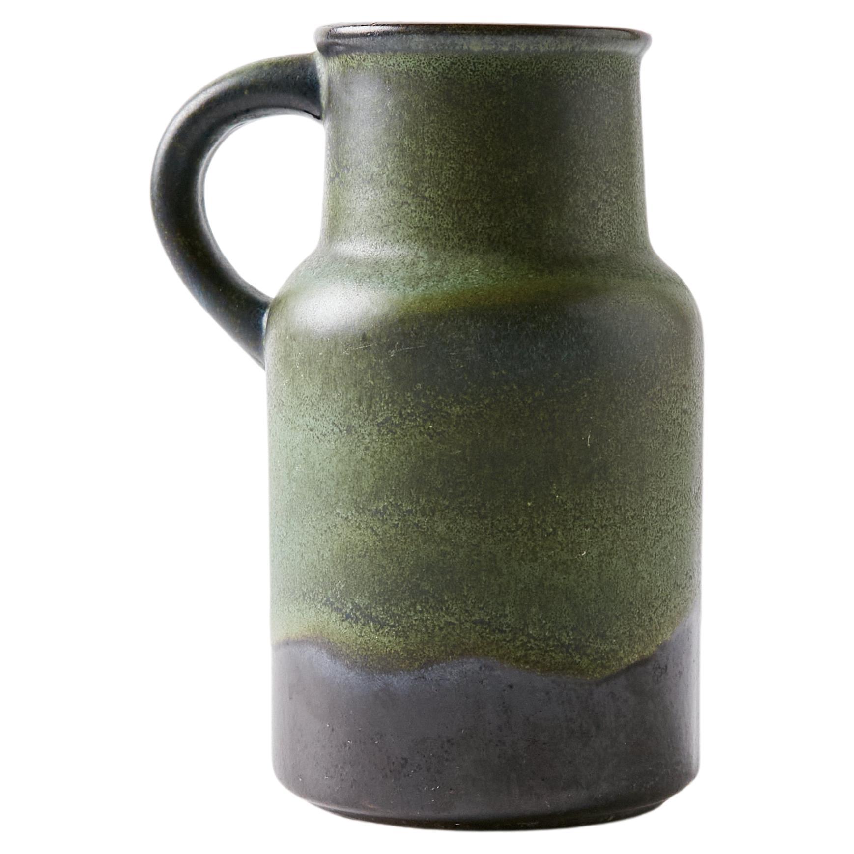 German Fat Lava Vase in Dry Green Tones, West Germany, 1960s For Sale