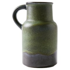 Vintage German Fat Lava Vase in Dry Green Tones, West Germany, 1960s