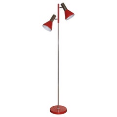 German Fischer Leuchten Red Floor Lamp, 1970s