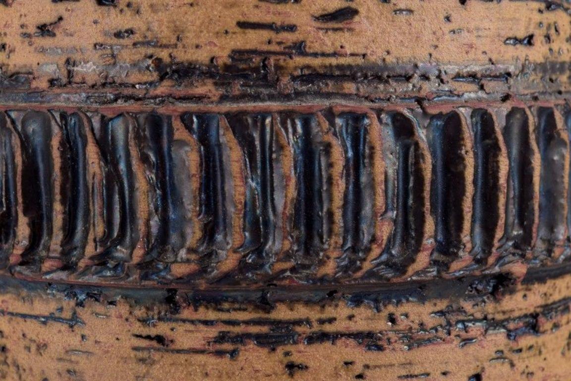 Smaltato Vaso da terra tedesco in ceramica. Argilla Chamotte. Ca 1960 in vendita