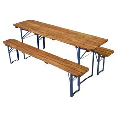German Folding Garden or Picnic Vintage Table and Benches 70s