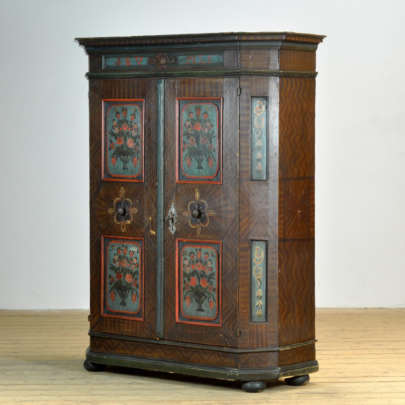 Allemand Meuble de mariage allemand d'art populaire, 1826 en vente