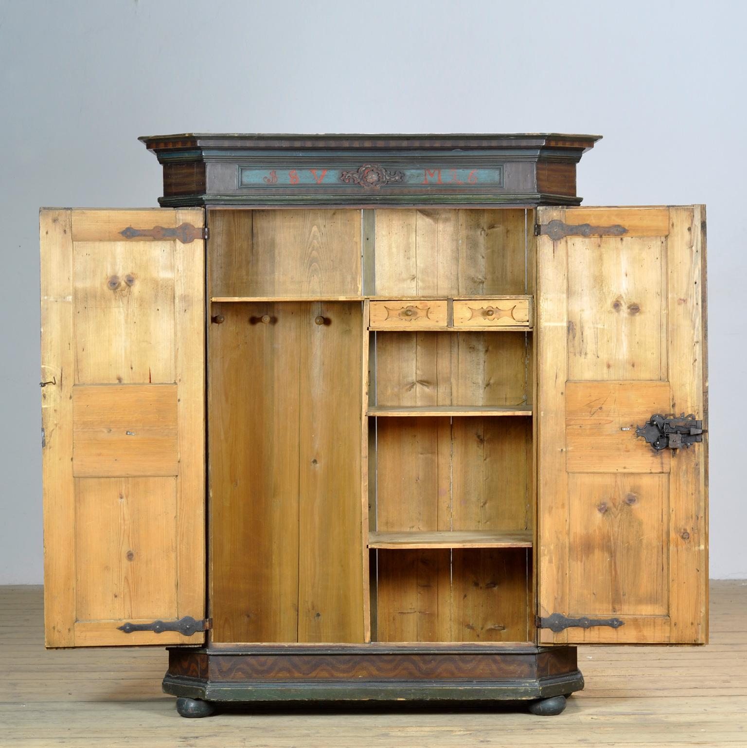 Peint à la main Meuble de mariage allemand d'art populaire, 1826 en vente