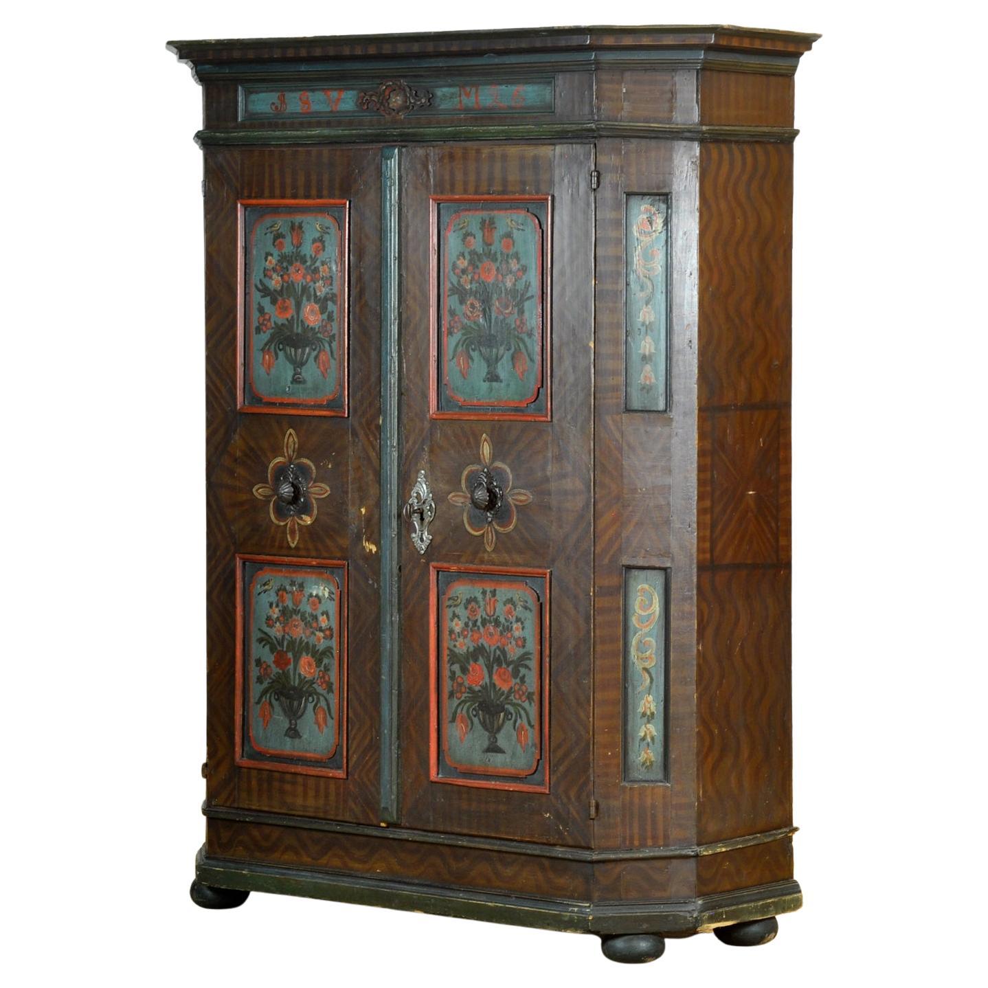 German folk art bridal cabinet, 1826