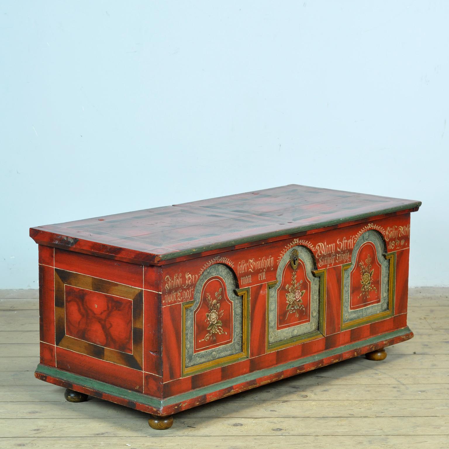 Folk Art German Folk-Art Bridal Chest, anno 1829 For Sale
