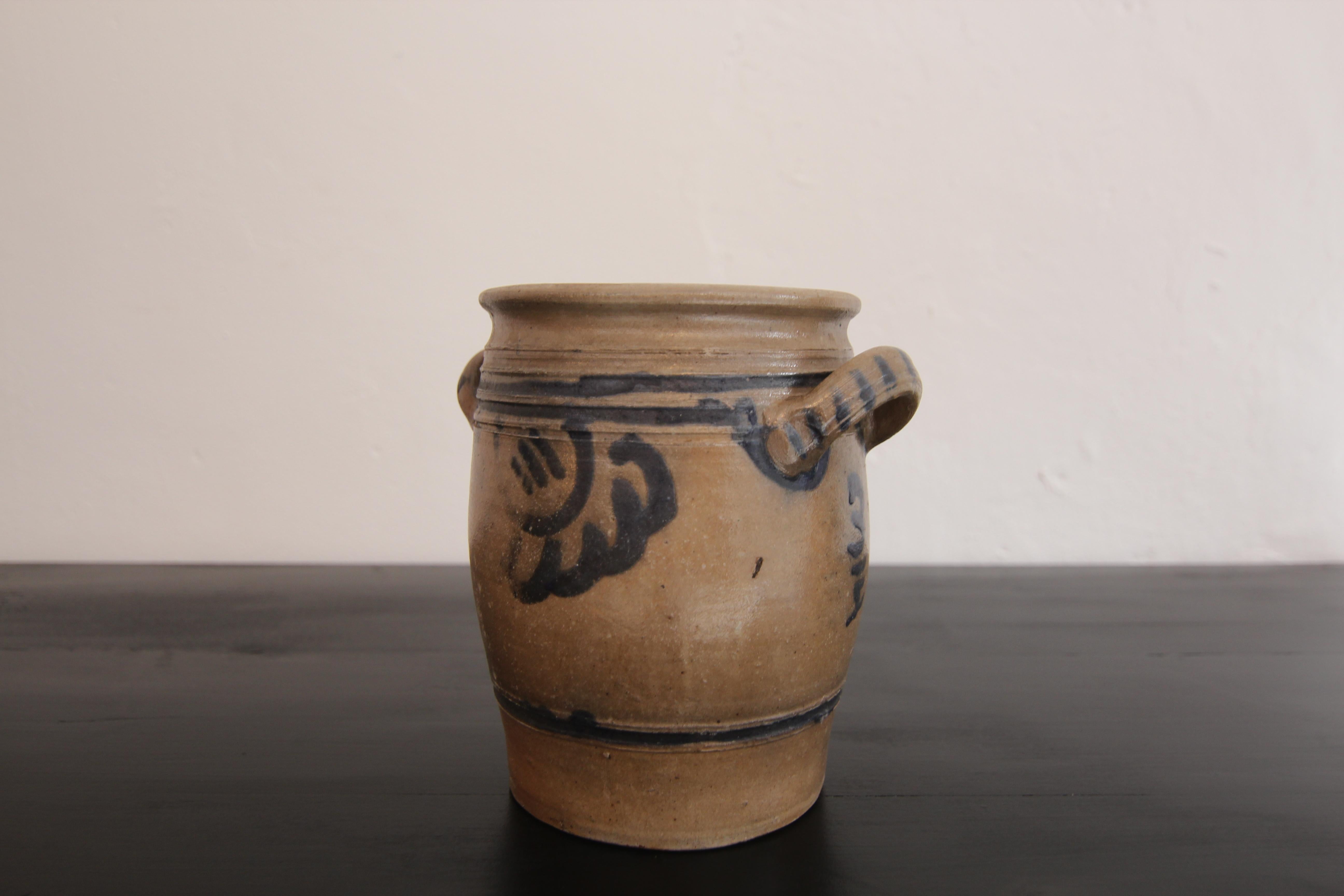 Vaso in gres grigio e blu cobalto della German Folk Art in vendita 3