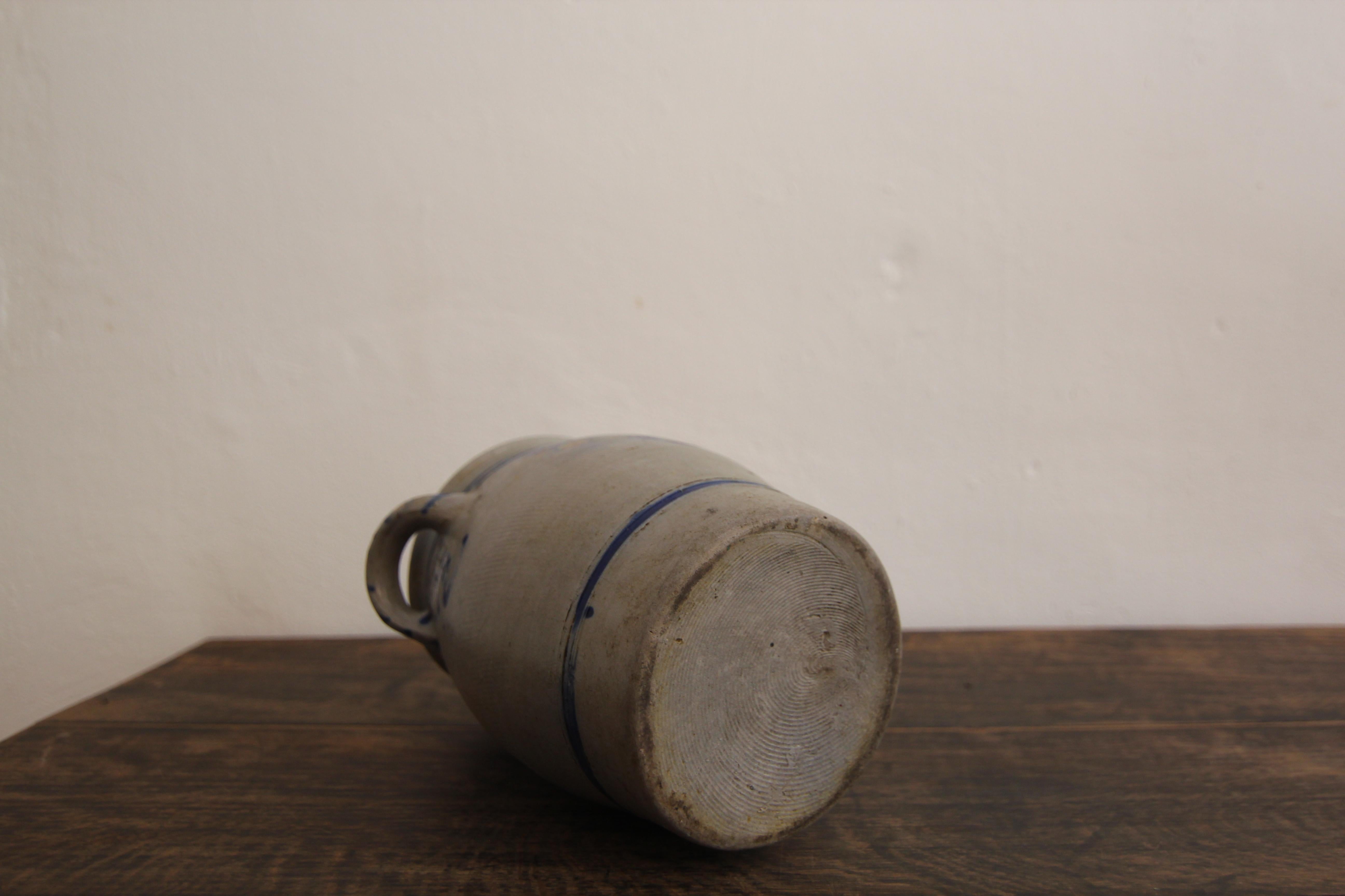 German Folk Art Grey and Cobalt Blue Stoneware Jar 9
