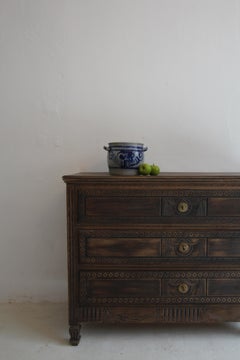 German Folk Art Grey and Cobalt Blue Stoneware Jar