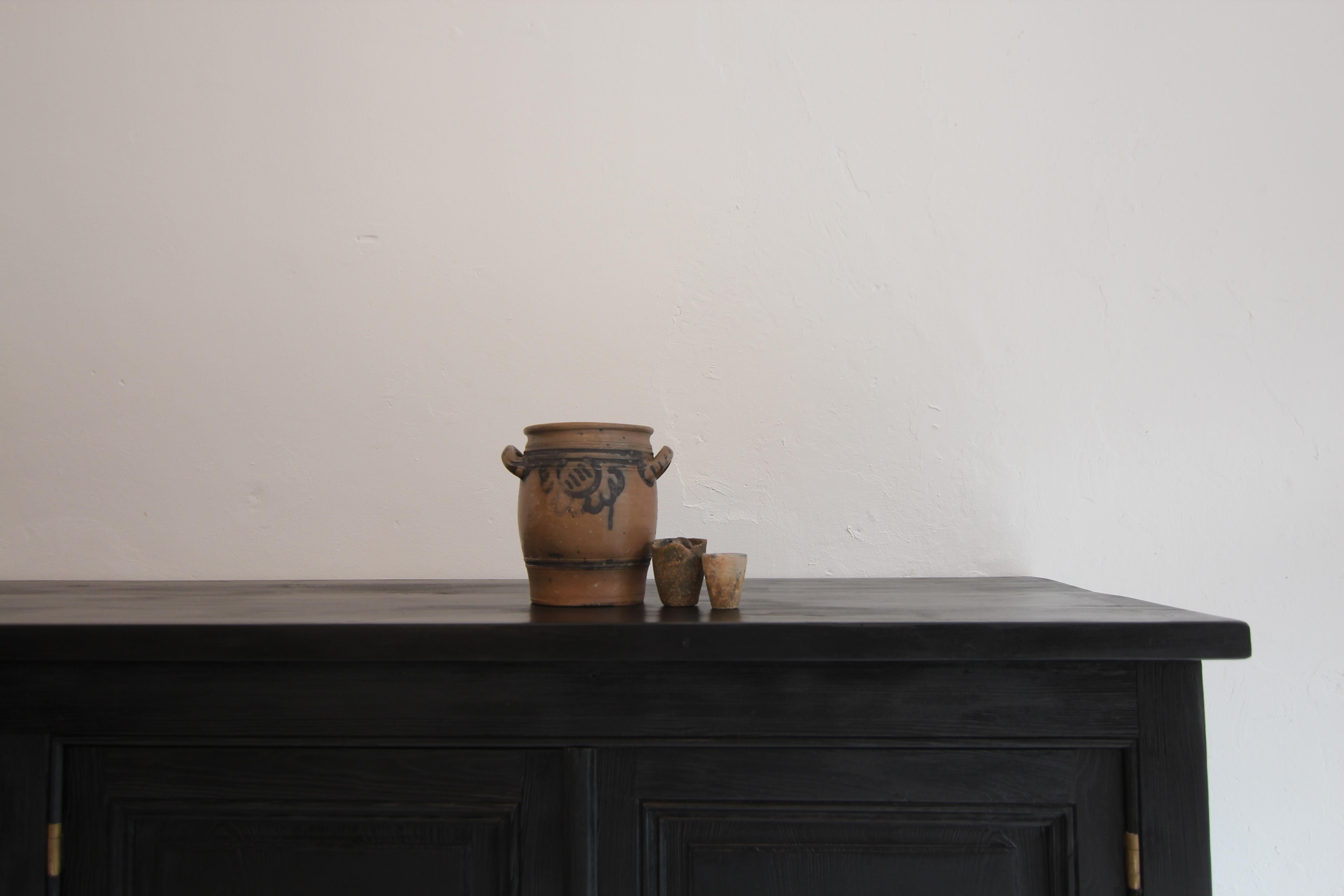 Arte popolare Vaso in gres grigio e blu cobalto della German Folk Art in vendita