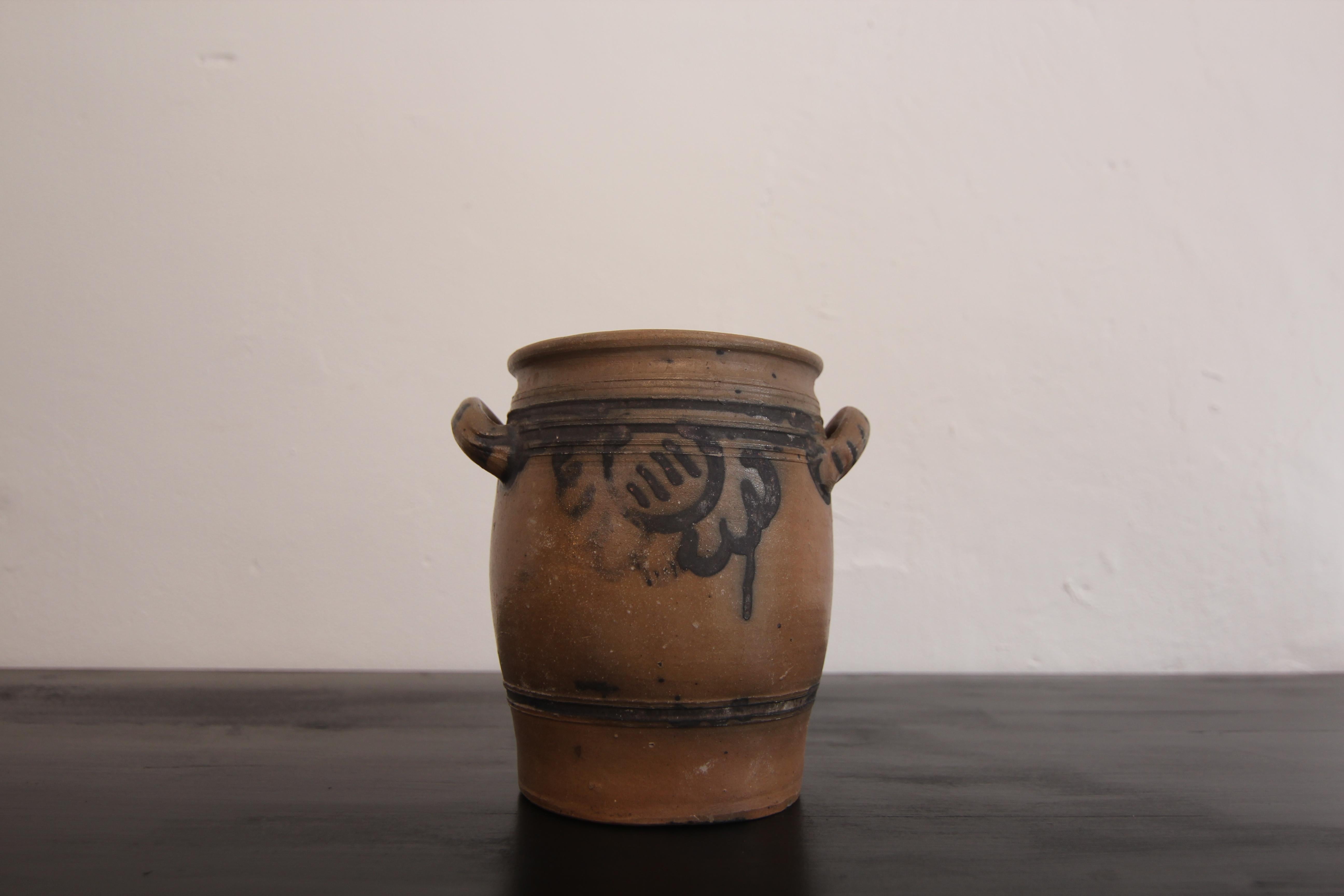 Smaltato Vaso in gres grigio e blu cobalto della German Folk Art in vendita