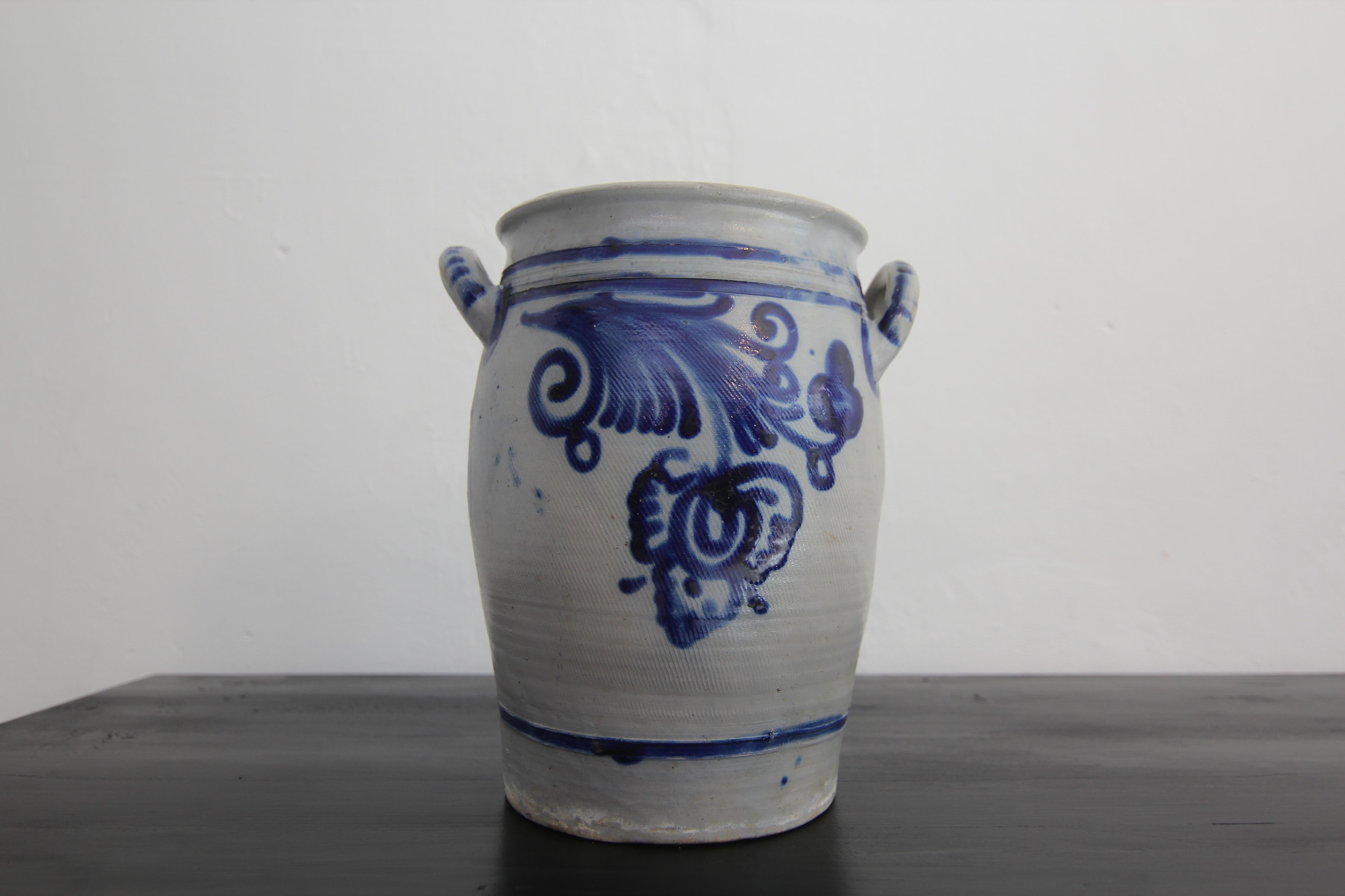 Vaso in gres grigio e blu cobalto della German Folk Art In condizioni buone in vendita a Dusseldorf, DE