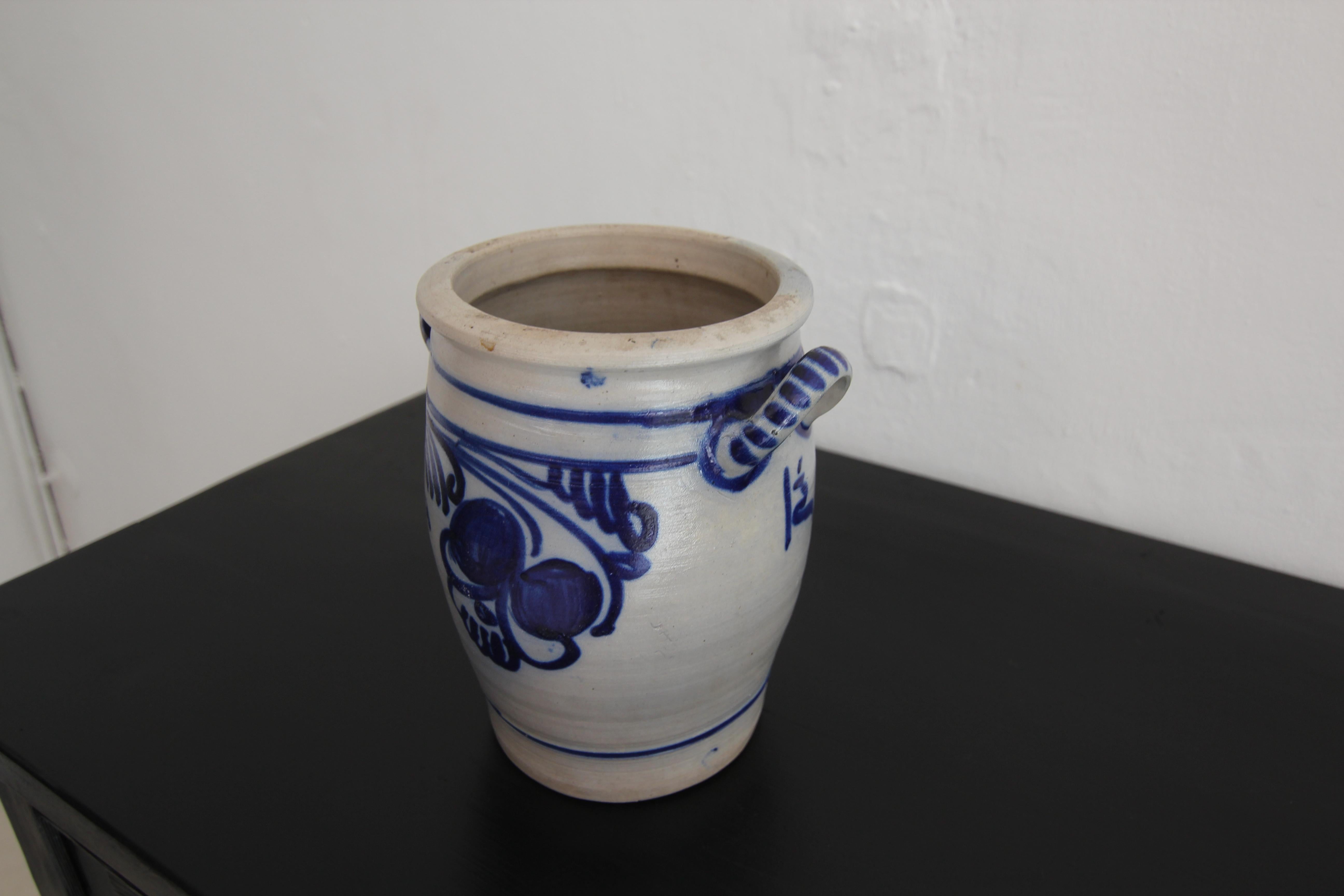 Vaso in gres grigio e blu cobalto della German Folk Art in vendita 1