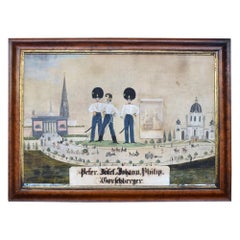 Pintura militar naïve de arte popular alemán, hacia 1870