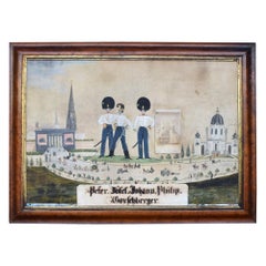 Antique German Folk Art Naïve Military Painting, circa 1870