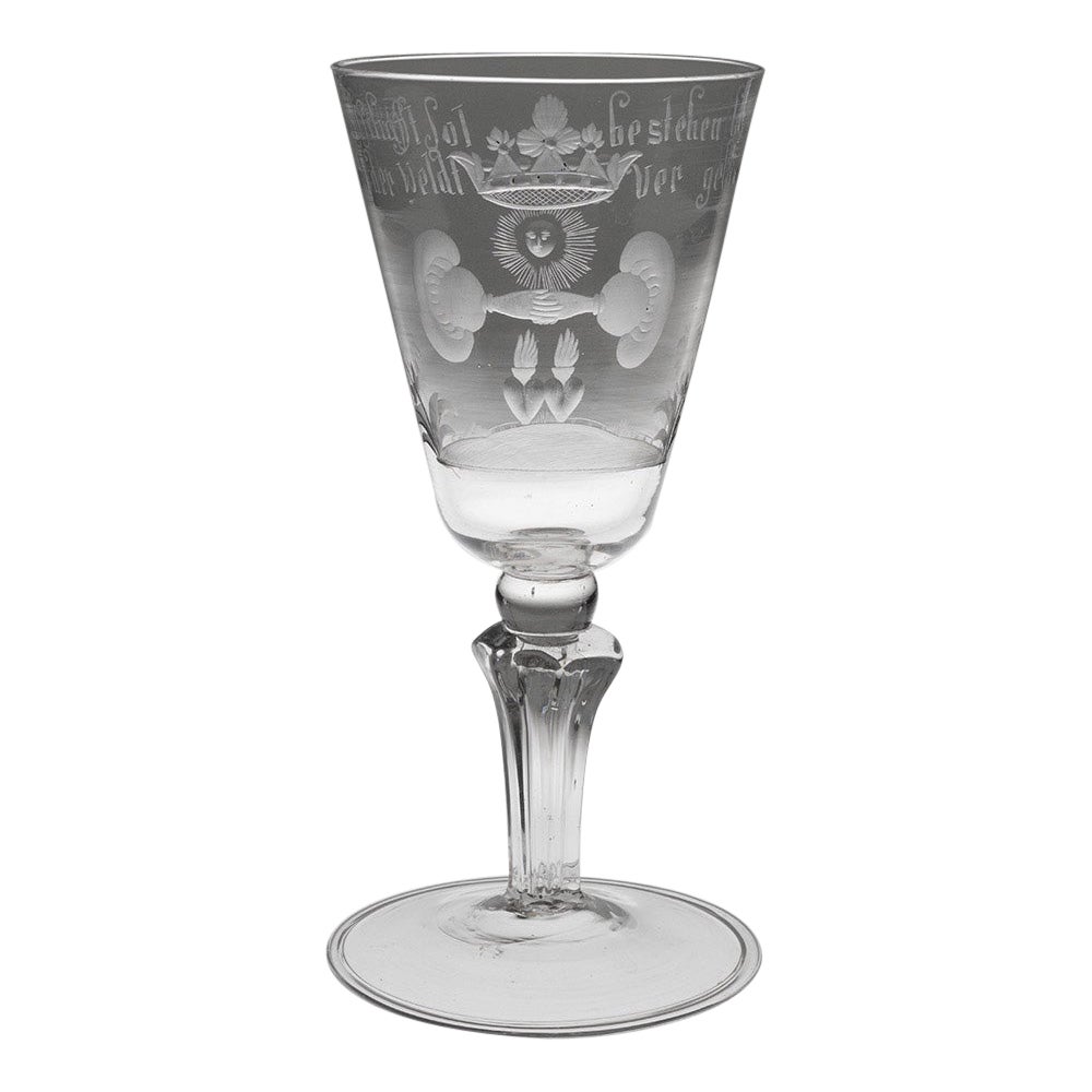 Vaso de la Amistad alemán con tallo de pedestal c1740