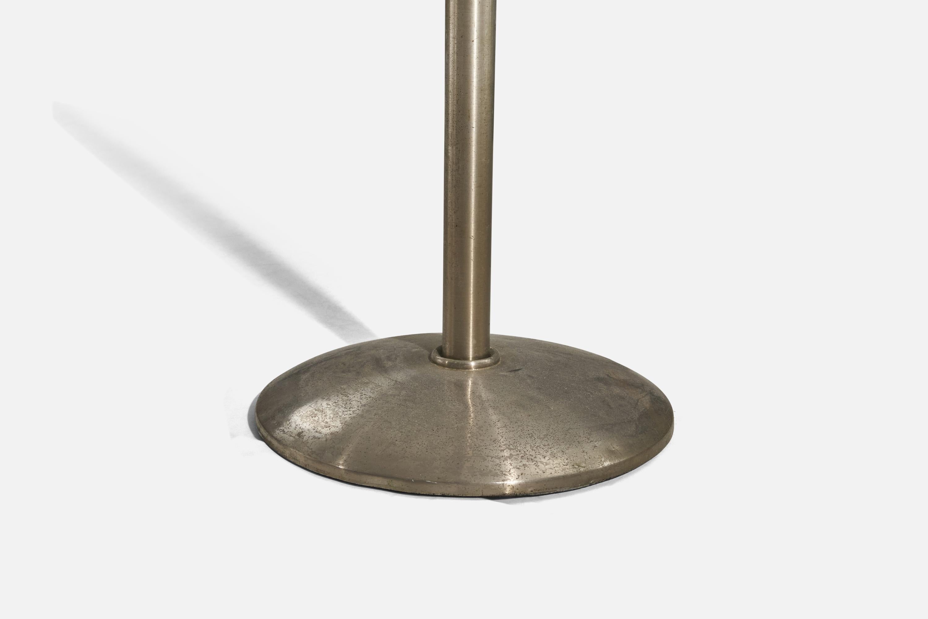 German Designer, Functionalist Floor Lamp, Stainless Steel, Germany, c. 1940s In Good Condition In High Point, NC