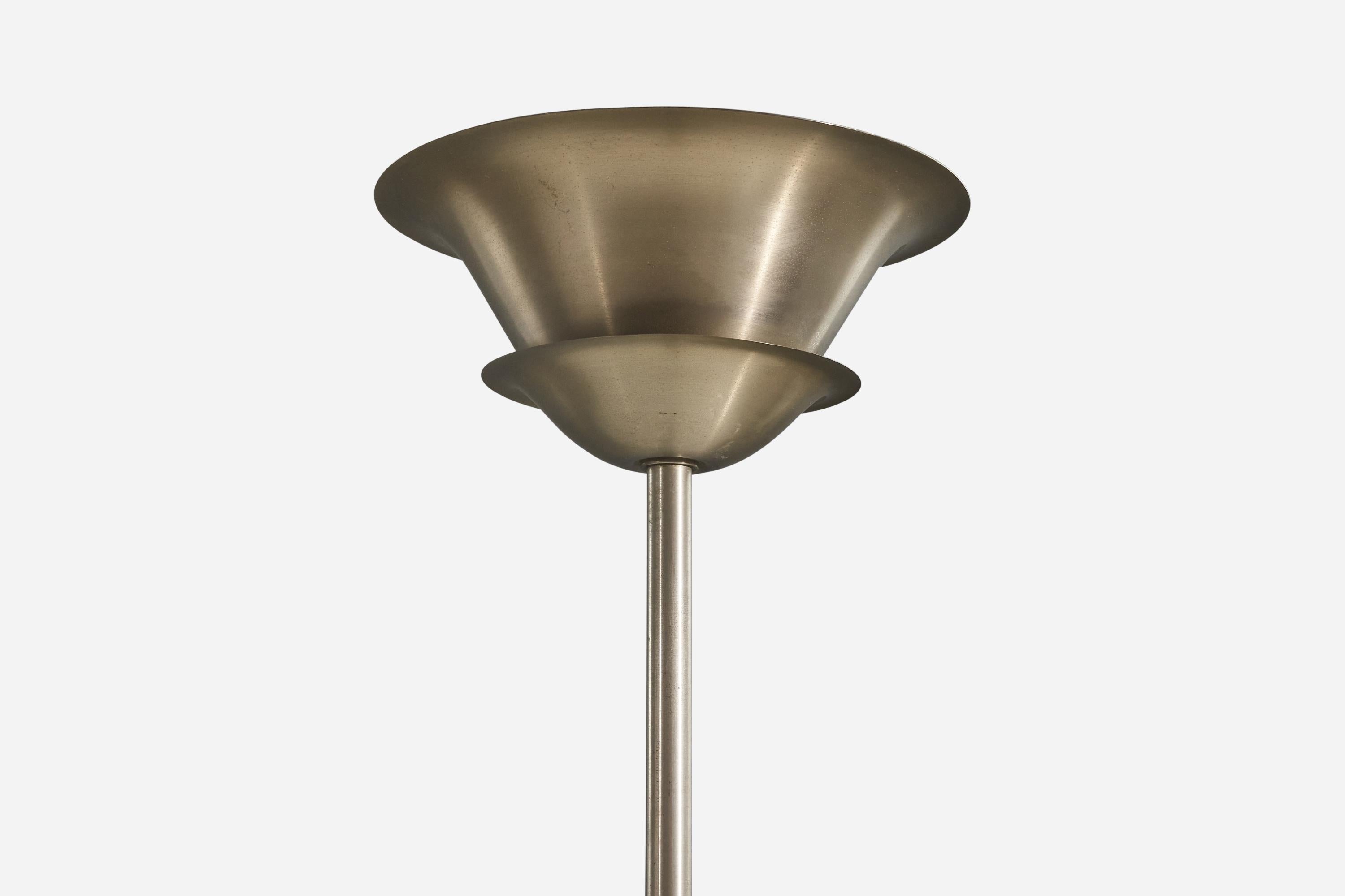 Mid-20th Century German Designer, Functionalist Floor Lamp, Stainless Steel, Germany, c. 1940s