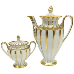 German Fürstenberg Porcelain Coffee pot and lidded Sugar bowl