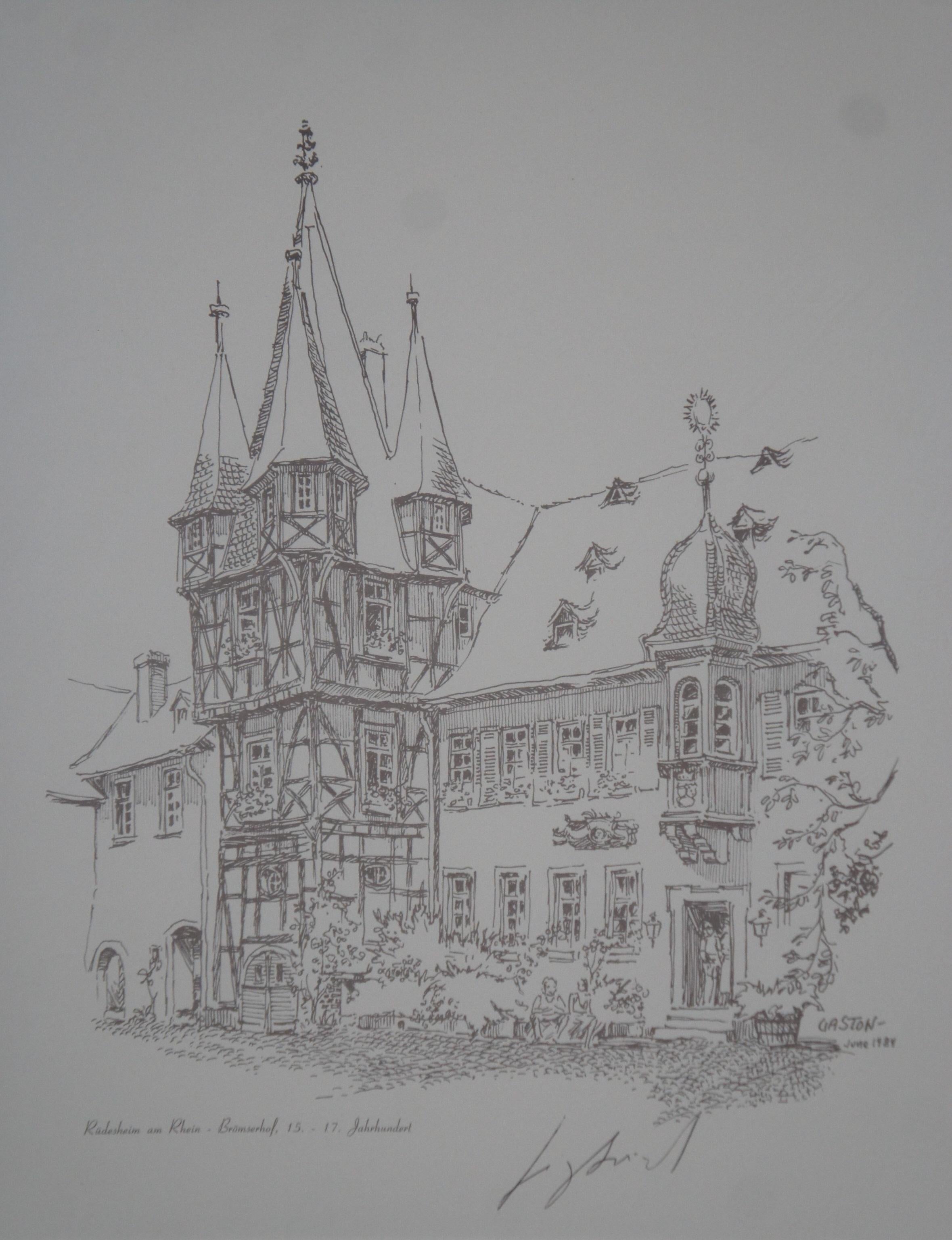 Paper German Gaston Rudesheim am Rhein Bromserhof Manor House Print 25