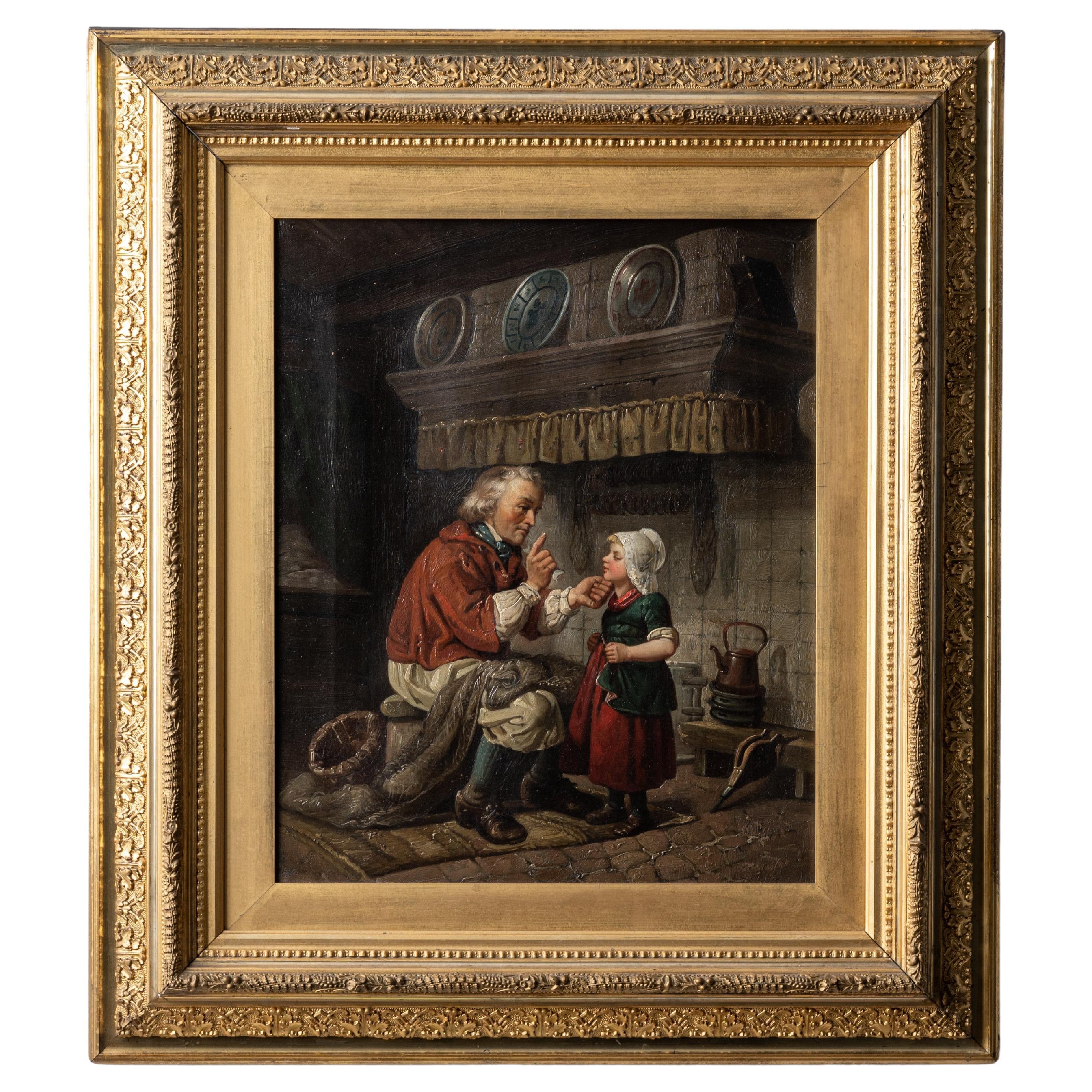 Pittura di genere tedesca Visita di un medico, XIX secolo