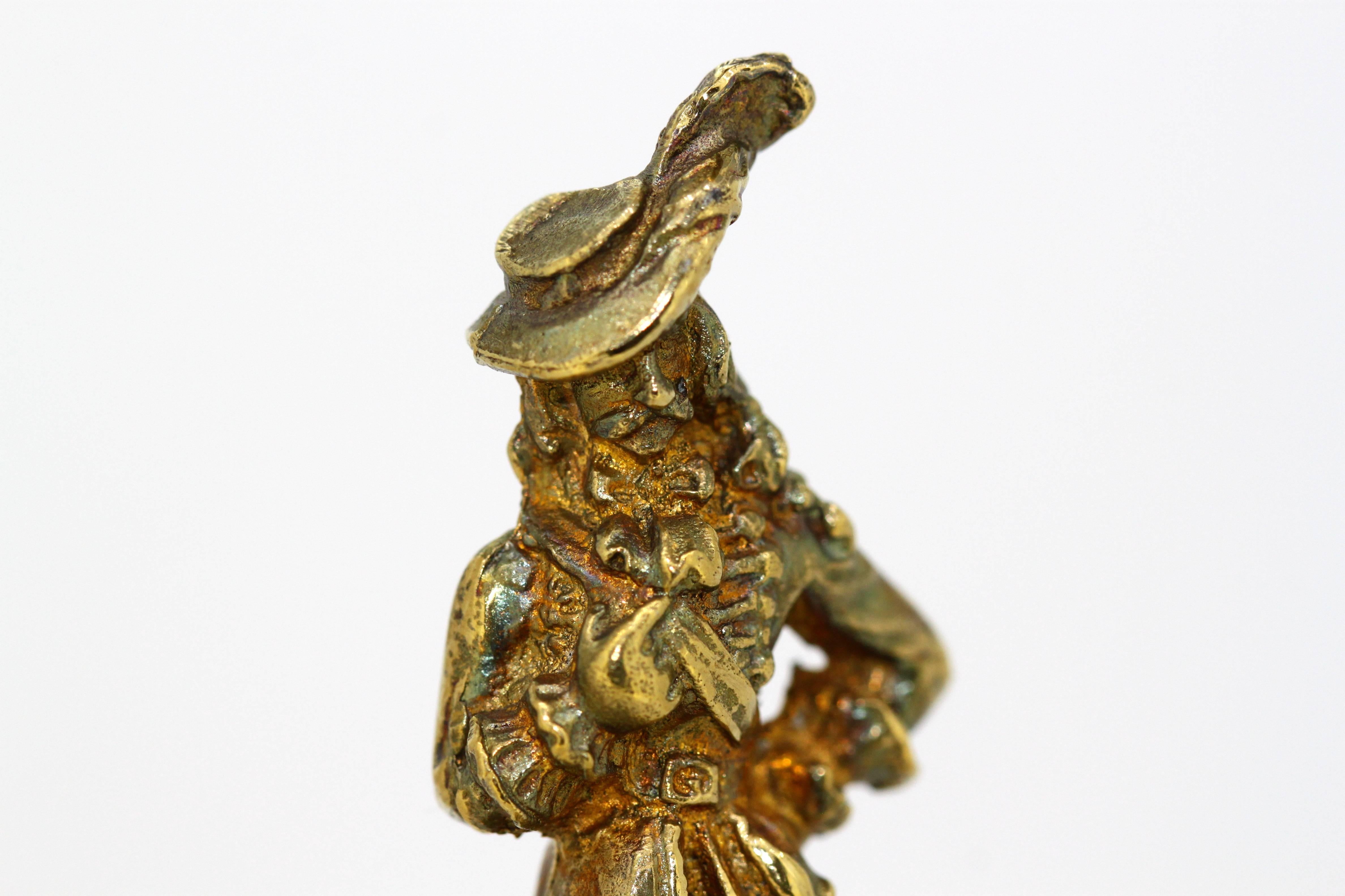German Gilded Silver Bell with Town Crier, by FC, Mid-20th Century 1