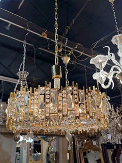 German Gilt Brass and Crystal Chandelier