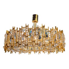 German Gilt Brass and Crystal Chandelier